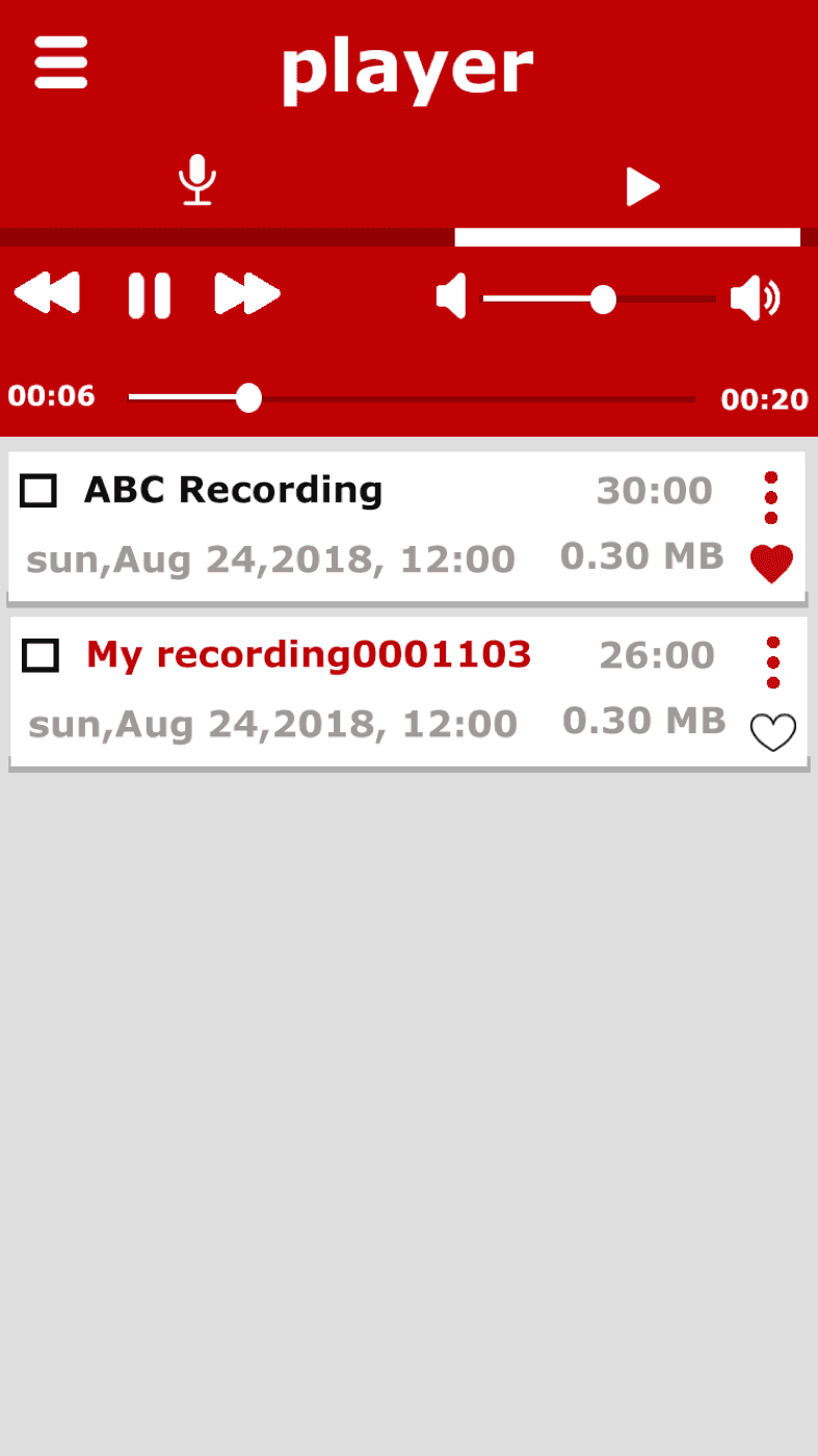 Recorder — Player with recordings list