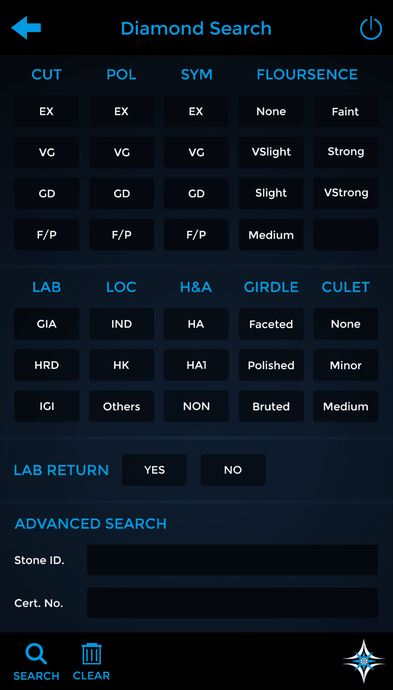 Bhavani Gems — Cut, polish, symmetry, fluorescence, lab and girdle filters