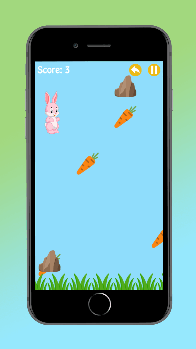 Bunny Food — Gameplay: catch carrots, avoid rocks