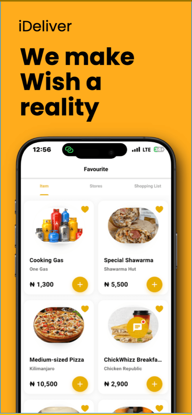 iDeliver — Favourite items and stores
