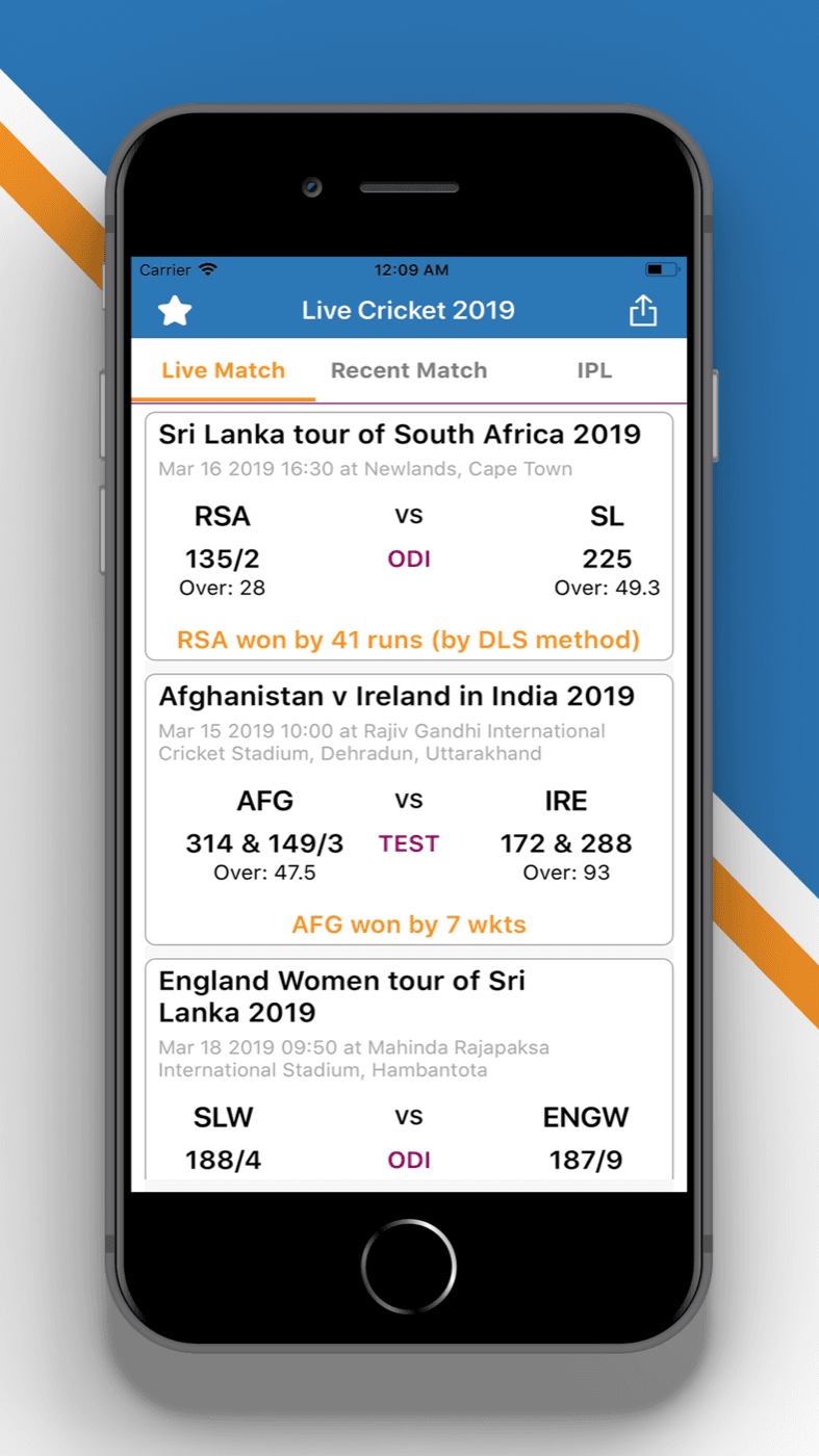 Live Cricket 2019 — Live matches with scores and overs