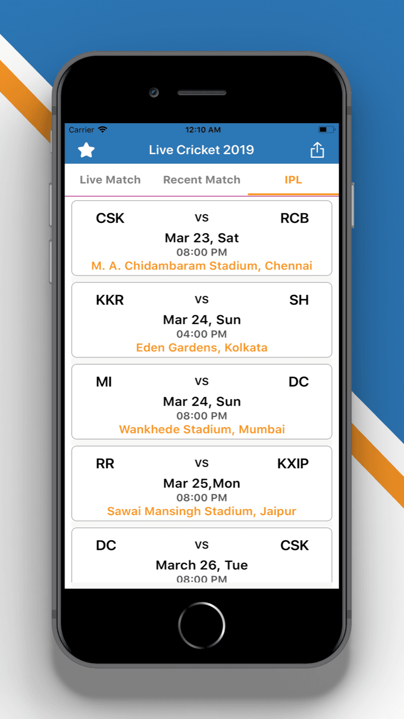 Live Cricket 2019 — IPL schedule with venues